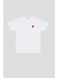 ανδρικό λευκό t-shirt with double red heart comme des garçons play