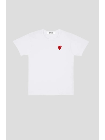 ανδρικό λευκό t-shirt with double red heart comme des