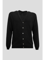 ανδρικό μαύρο v-neck knitted button down cardigan in black +39masq