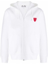 ανδρικό λευκό double heart embroidered hoodie comme des garçons play