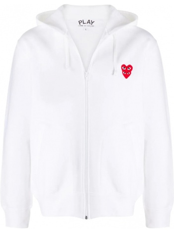 ανδρικό λευκό double heart embroidered hoodie comme des