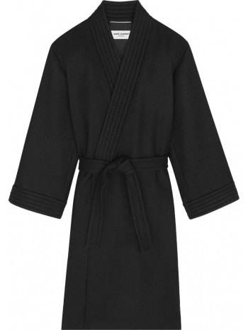 ανδρικό μαύρο belted coat in wool felt saint laurent σε προσφορά