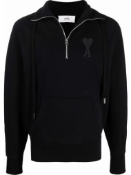 ανδρικό μαύρο black half-zip sweatshirt ami paris