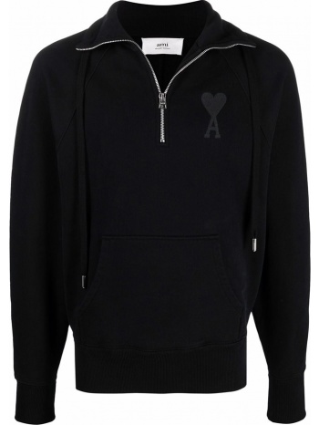ανδρικό μαύρο black half-zip sweatshirt ami paris σε προσφορά