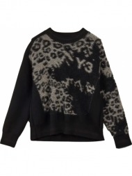 ανδρικό μαύρο leopard knit crew sweatshirt y-3