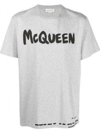 ανδρικό γκρι logo-print cotton t-shirt alexander mcqueen σε προσφορά
