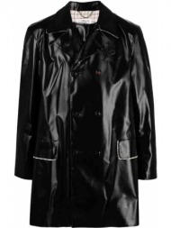 ανδρικό μαύρο black double breasted coat maison margiela
