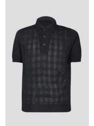 ανδρικό μαύρο knitted polo shirt in black lardini