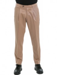 ανδρικό μπεζ light brown cotton twill flat front trousers berwich