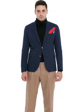 ανδρικό μπλε slim fit cotton and wool suit jacket bharnaba σε προσφορά