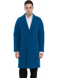 ανδρικό μπλε blue wool-blend coat hevo