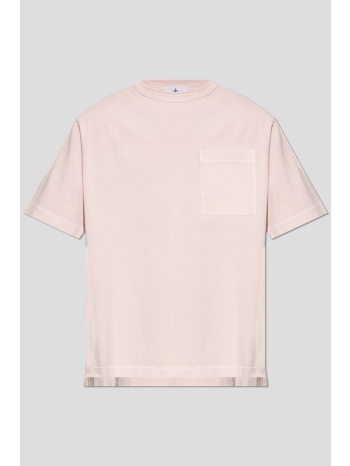 ανδρικό ροζ back stripes t-shirt with pocket stone island σε προσφορά