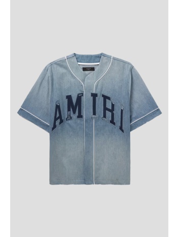 ανδρικό denim logo-appliquéd distressed denim shirt amiri σε προσφορά