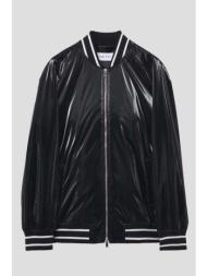 ανδρικό μαύρο liquid vinyl bomber jacket black alexander mcqueen