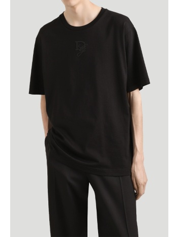 ανδρικό μαύρο cotton t-shirt with logo embroidery σε προσφορά