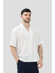 ανδρικό λευκό white short sleeve shirt featuring leaf design i`m brian