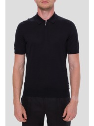 ανδρικό μαύρο polo t-shirt zip gran sasso