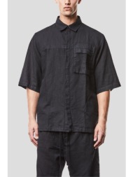 ανδρικό μαύρο washed woven linen shirt thom krom