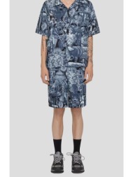 ανδρικό μαύρο bermuda shorts in silk with hubert objects print givenchy