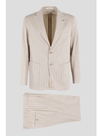 ανδρικό μπεζ sand pinstripe suit tagliatore
