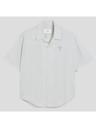 ανδρικό λευκό camp collar short sleeves shirt ami paris