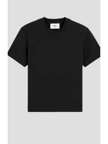 ανδρικό μαύρο black cotton ami de coeur t-shirt ami paris