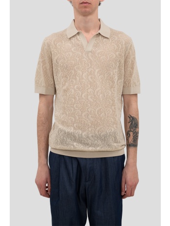 ανδρικό καφέ knitted polo in mercerised cotton drykorn σε προσφορά