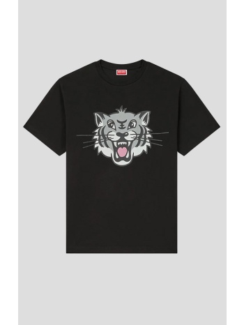 ανδρικό μαύρο `happy tiger` t-shirt in cotton kenzo