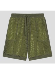 ανδρικό πράσινο embroidered knitted shorts in mesh kenzo