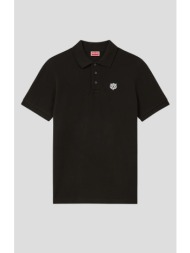 ανδρικό μαύρο `happy tiger` embroidered slim polo in cotton kenzo