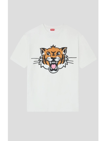 ανδρικό λευκό `happy tiger` t-shirt in cotton kenzo