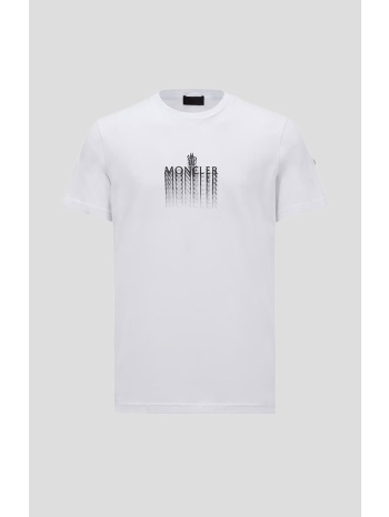ανδρικό λευκό white faded logo cotton moncler