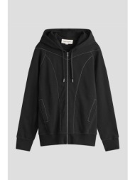 ανδρικό μαύρο contrast stitch zip hoodie alexander mcqueen